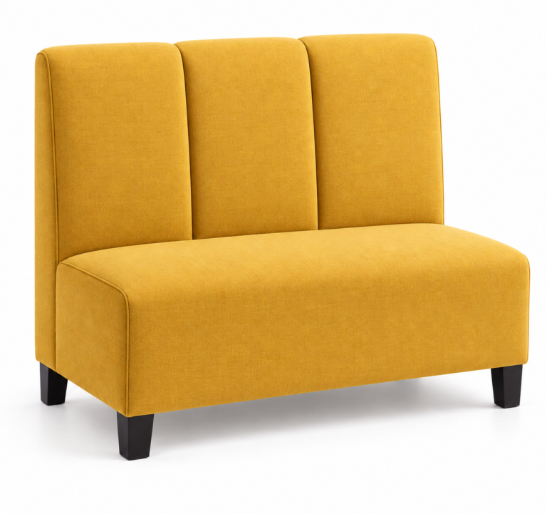 Musztardowa sofa z trzema panelami