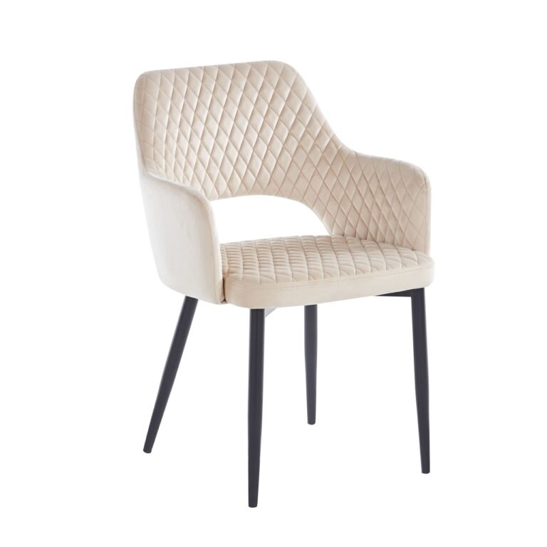 Samtstuhl (beige) - Gestell schwarz K3B