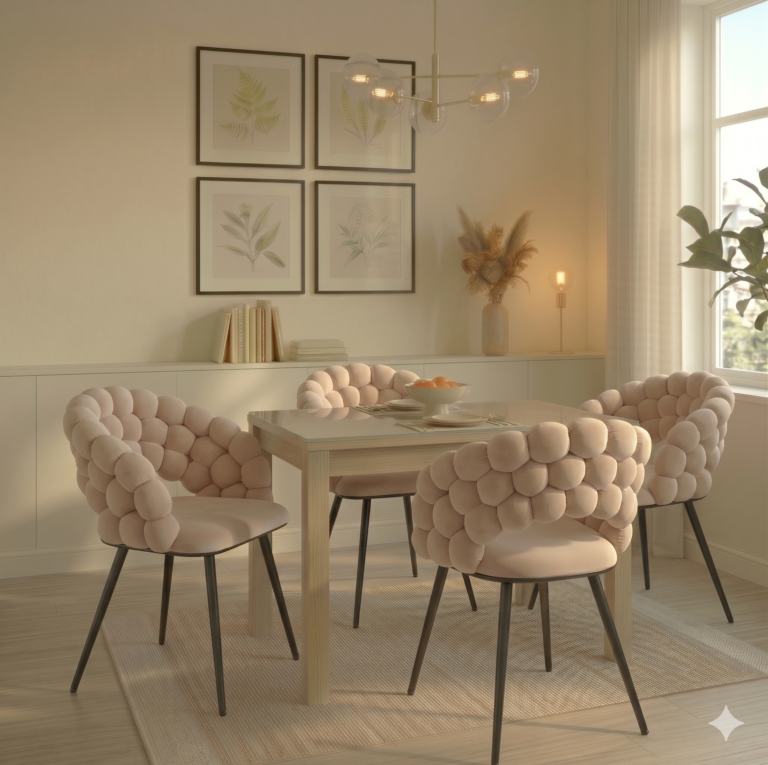 Samtstuhl (beige) - Gestell schwarz K3B