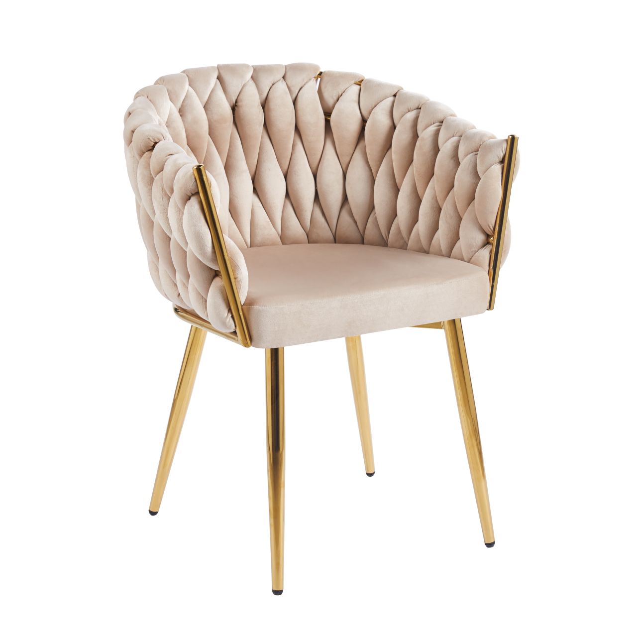 Krzesło velvet (beżowe) - złoty stelaż K7G - obrazek 1