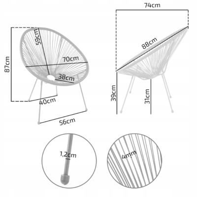 Krzesło wypoczynkowe technorattan K15 - naturalny - Thumbnail Image 8