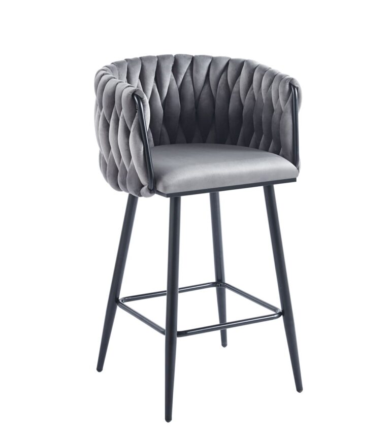 Velvet Bar Stool (Velvet) Gray - Black Frame H7
