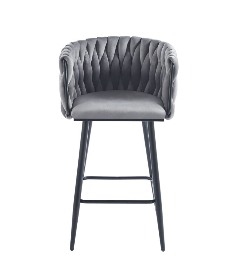 Velvet Bar Stool (Velvet) Gray - Black Frame H7