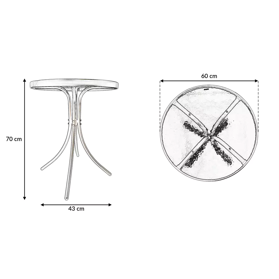 Stylowy stół Terni 60 cm z hartowanym blatem, idealny do wnętrz i na zewnątrz - Image 4