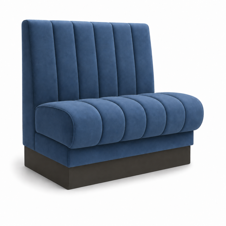 Aksamitna turkusowa sofa kanałowa