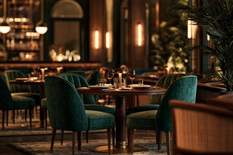 Fotele do restauracji w eleganckim wnętrzu lokalu gastronomicznego